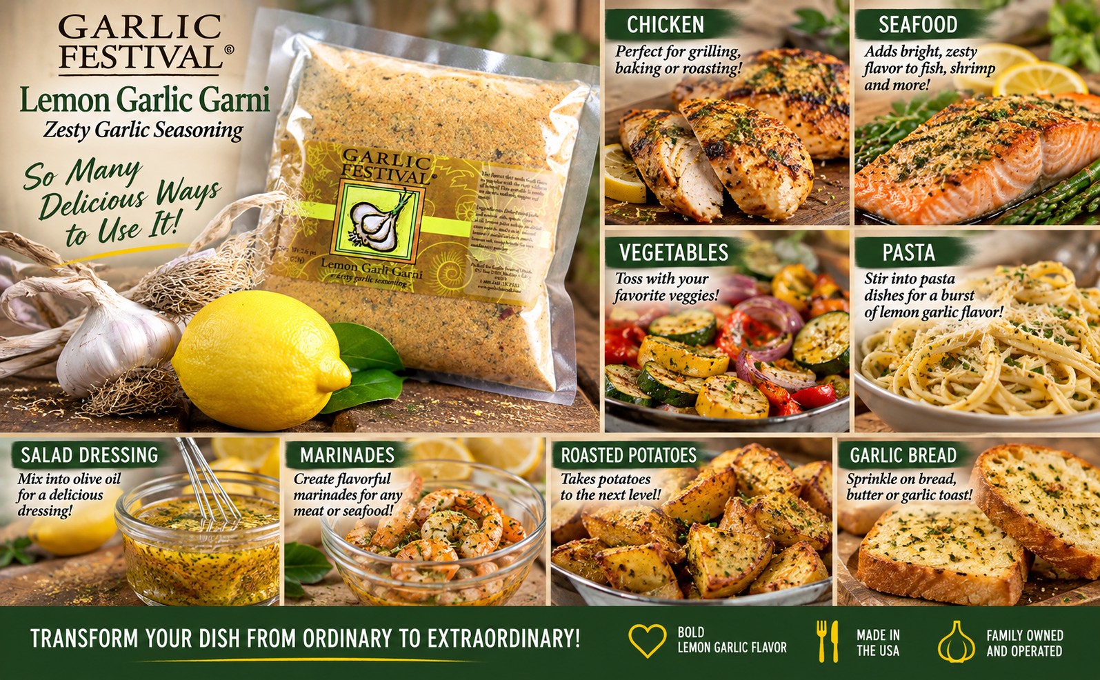 Lemon Garli Garni Garlic Seasoning Resealable Flat Pack